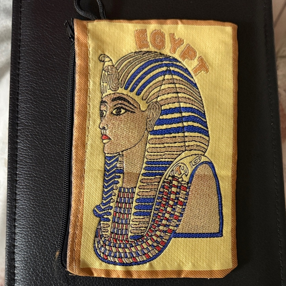 Egyptian Themed Pouch with Embroidered Pharaoh Design